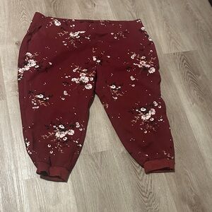 Torrid Floral Kids Joggers in Burgundy